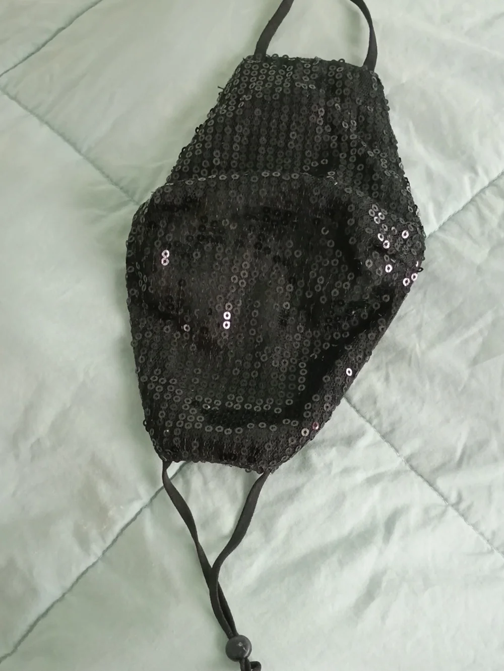 Black Sequin Women's Face Mask - Adjustable Ear Loops